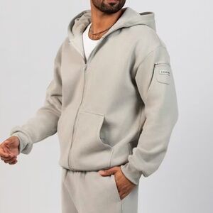 Comfrt Travel Essentials Zip Hoodie in Stone Size Medium
